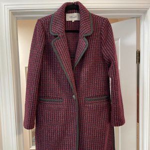 Diane Von Furstenberg Tweed Overcoat Size Medium